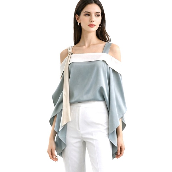 Tops - Silky Multi Color Asymmetrical Strappy Top